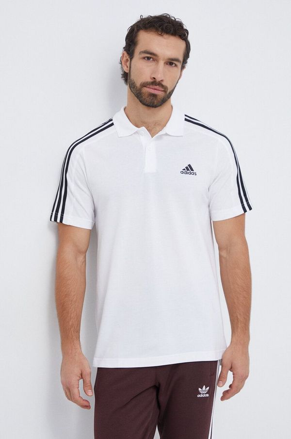adidas Pamučna polo majica adidas boja: bijela, s aplikacijom