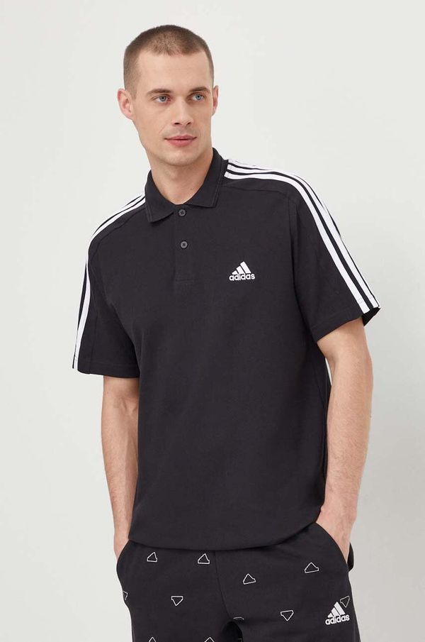 adidas Pamučna polo majica adidas boja: crna, s aplikacijom