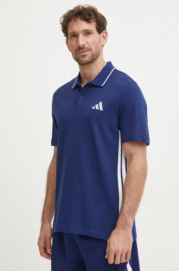 adidas Pamučna polo majica adidas Essentials boja: tamno plava, s uzorkom, JE6382