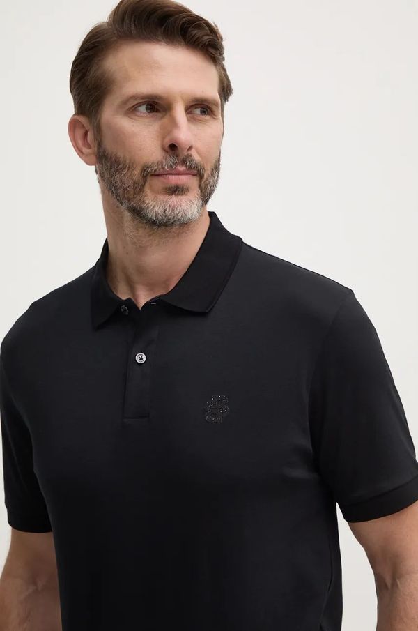 Boss Pamučna polo majica BOSS boja: crna, s aplikacijom, 50527665