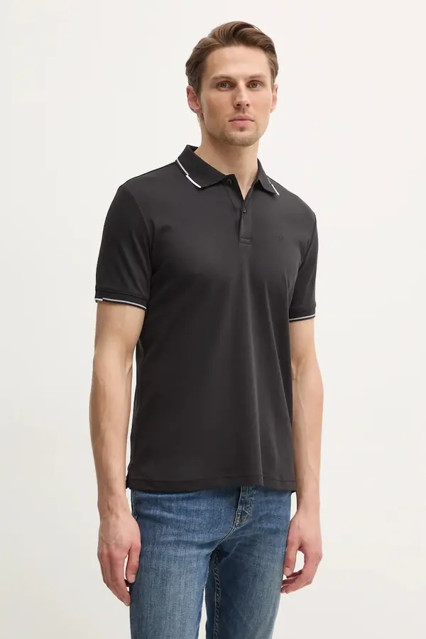 Calvin Klein Pamučna polo majica Calvin Klein boja: crna, bez uzorka, K10K114130