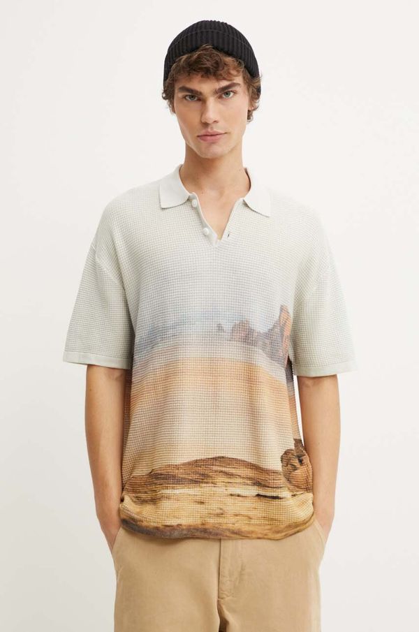 Desigual Pamučna polo majica Desigual LUISIANA boja: bež, s uzorkom, 24WMLK03