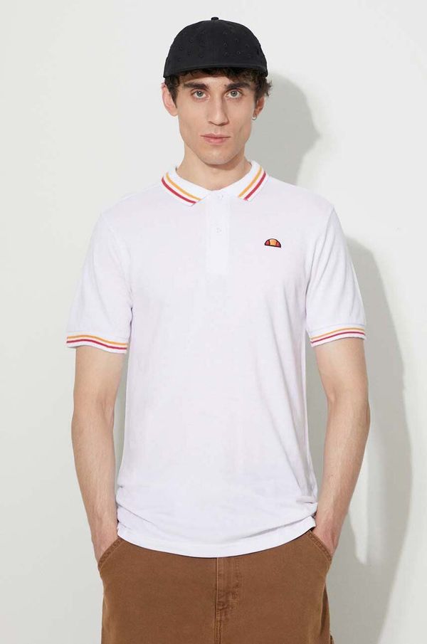 Ellesse Pamučna polo majica Ellesse boja: bijela, glatki model, SHR18077-WHITE