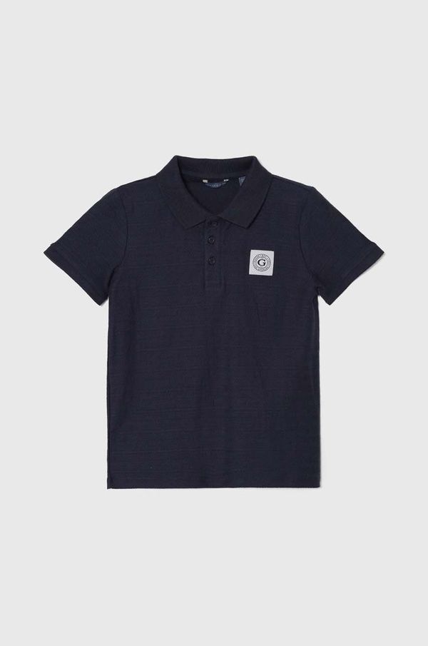 Guess Pamučna polo majica Guess boja: tamno plava, bez uzorka