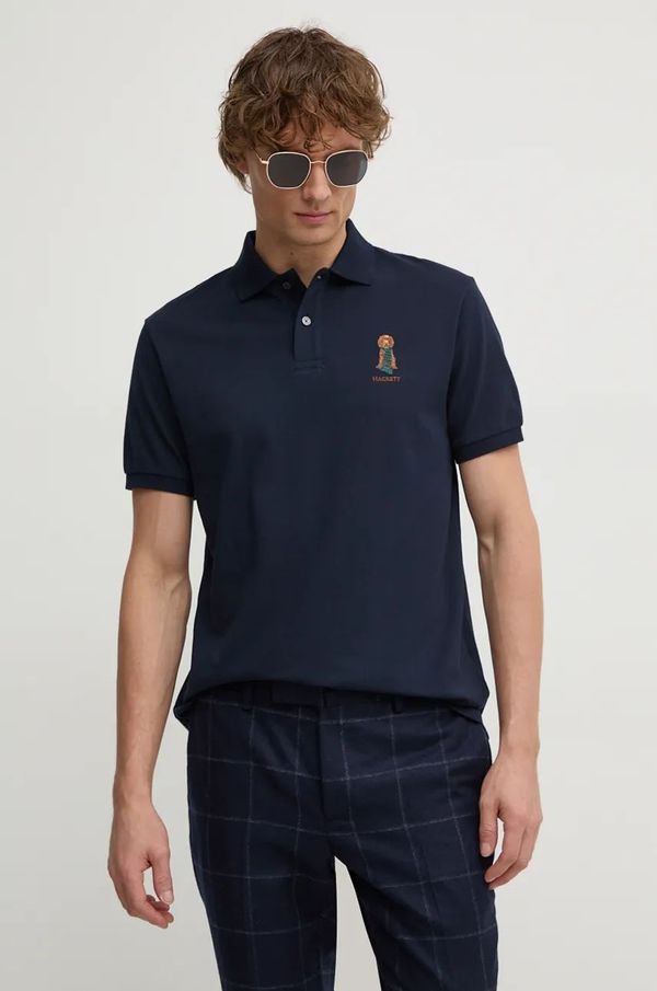 Hackett London Pamučna polo majica Hackett London boja: tamno plava, s aplikacijom, HM563357