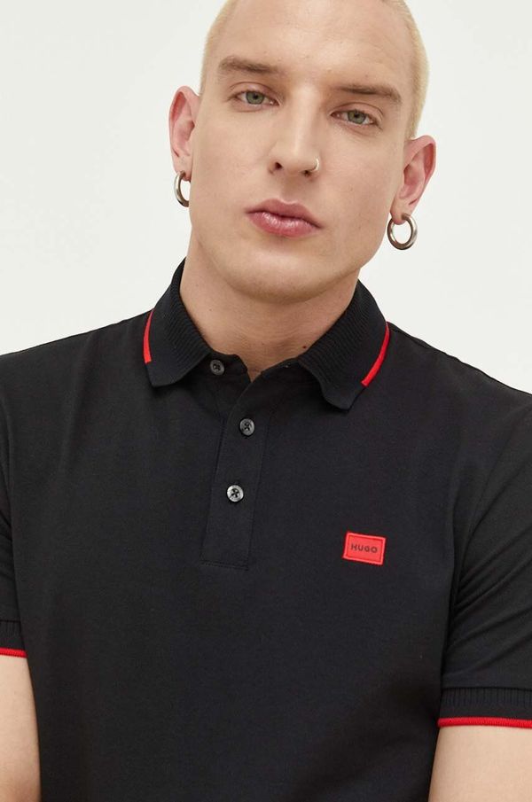 Hugo Pamučna polo majica HUGO boja: crna, glatki model