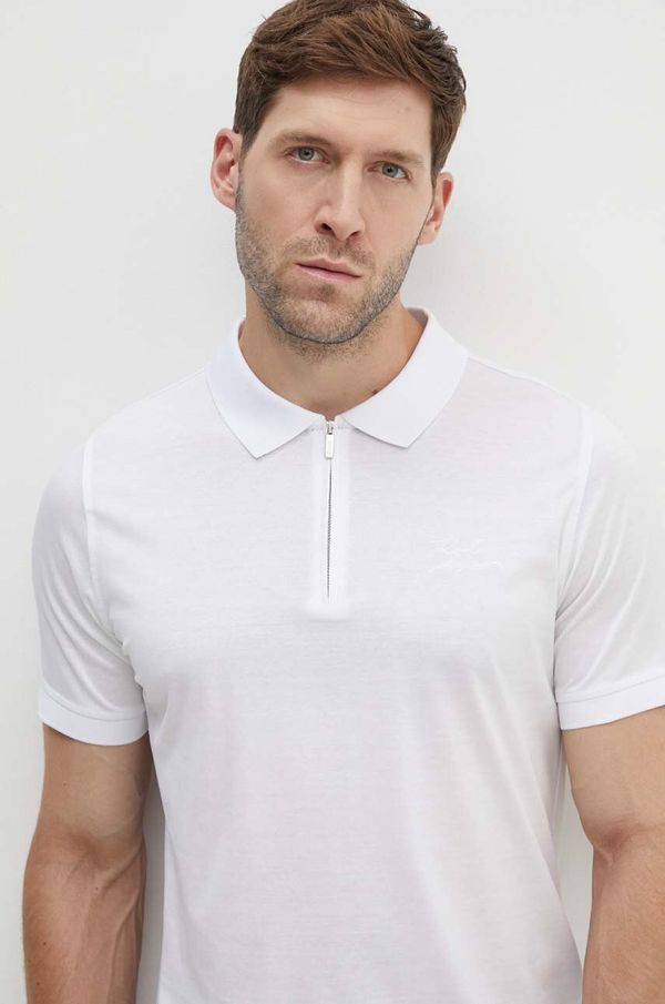 Karl Lagerfeld Pamučna polo majica Karl Lagerfeld boja: bijela, s aplikacijom