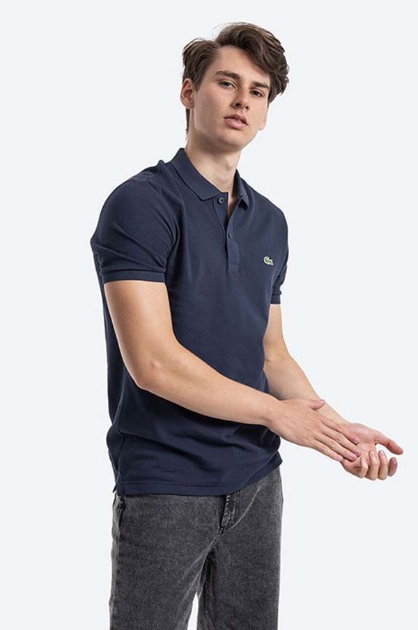 Lacoste Pamučna polo majica Lacoste boja: tamno plava, glatki model, PH4012.166-166