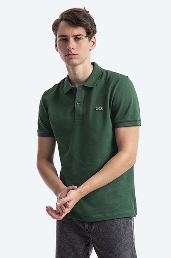 Lacoste Pamučna polo majica Lacoste boja: zelena, glatki model, PH4012.132-132