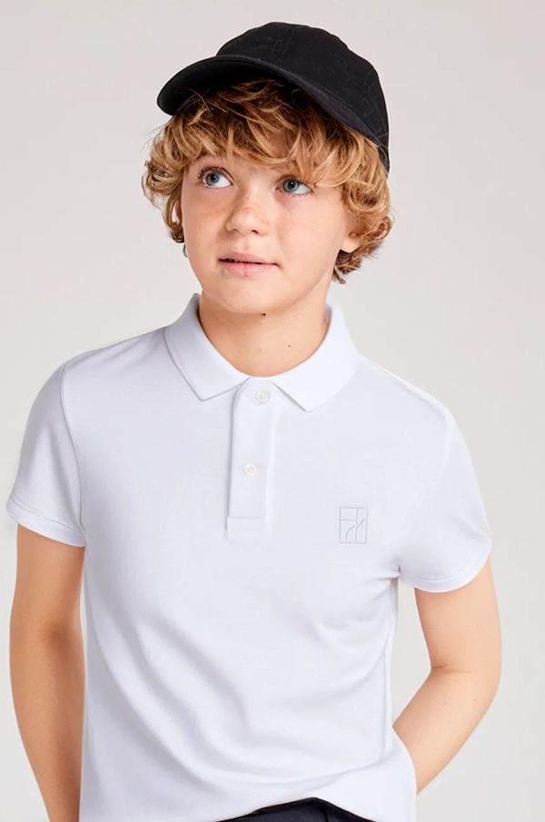 Mayoral Pamučna polo majica Mayoral boja: bijela, s uzorkom, 6127