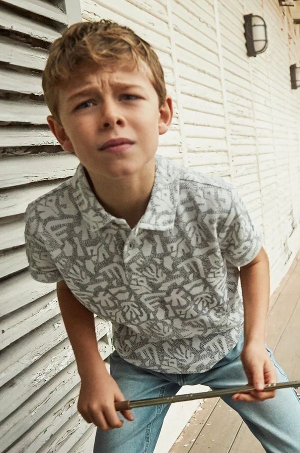 Mayoral Pamučna polo majica Mayoral boja: bijela, s uzorkom, 6130