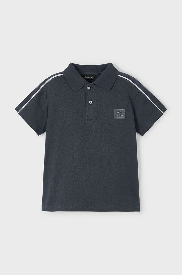 Mayoral Pamučna polo majica Mayoral boja: crna, bez uzorka, 3108
