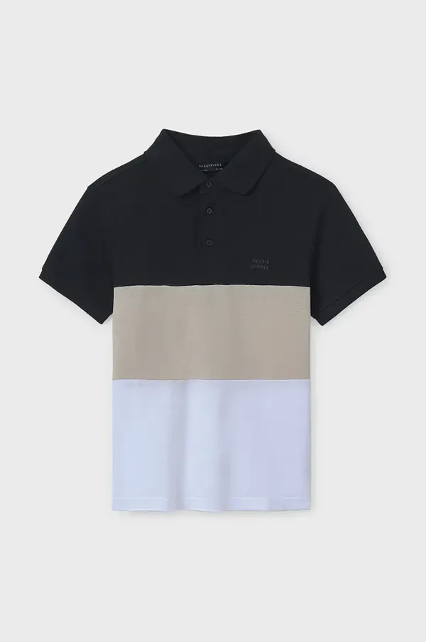 Mayoral Pamučna polo majica Mayoral boja: crna, s uzorkom, 6132