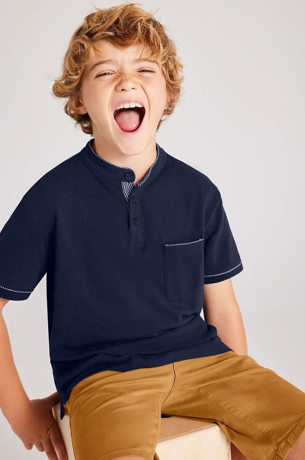 Mayoral Pamučna polo majica Mayoral boja: tamno plava, bez uzorka, 6131