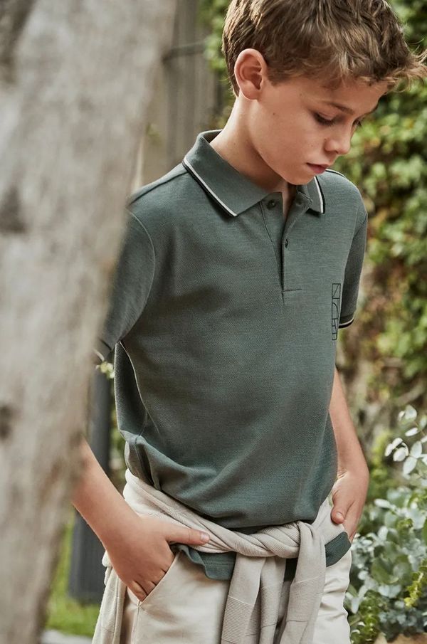 Mayoral Pamučna polo majica Mayoral boja: zelena, bez uzorka, 6133