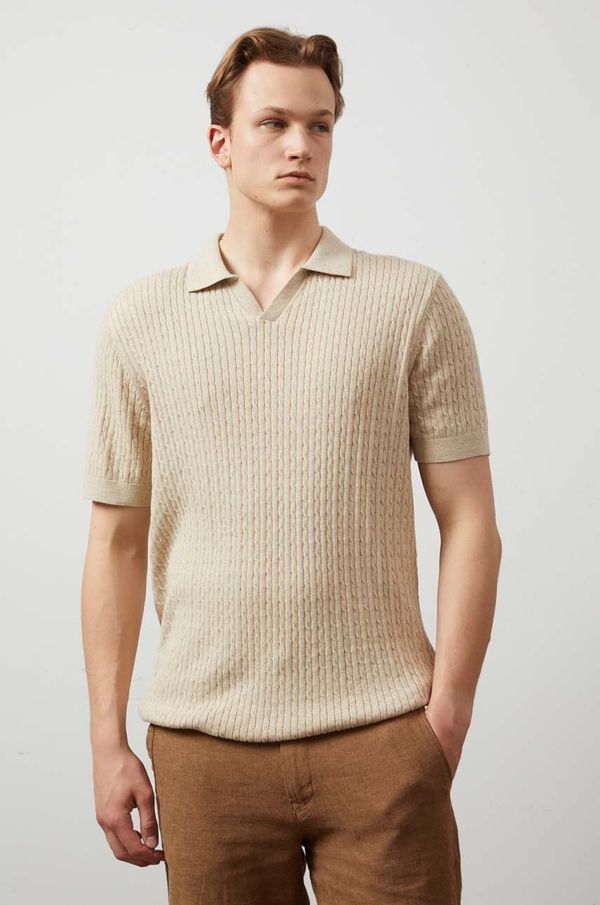 Medicine Pamučna polo majica Medicine za muškarce, boja: bež, bez uzorka