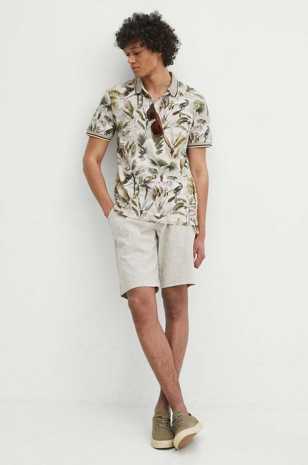 Medicine Pamučna polo majica Medicine za muškarce, boja: bež, s uzorkom