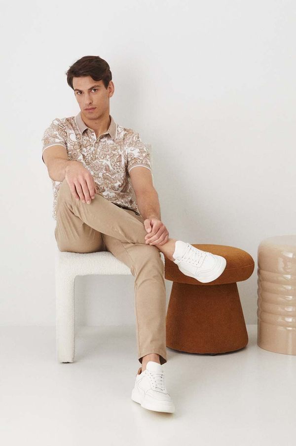 Medicine Pamučna polo majica Medicine za muškarce, boja: bijela, s uzorkom