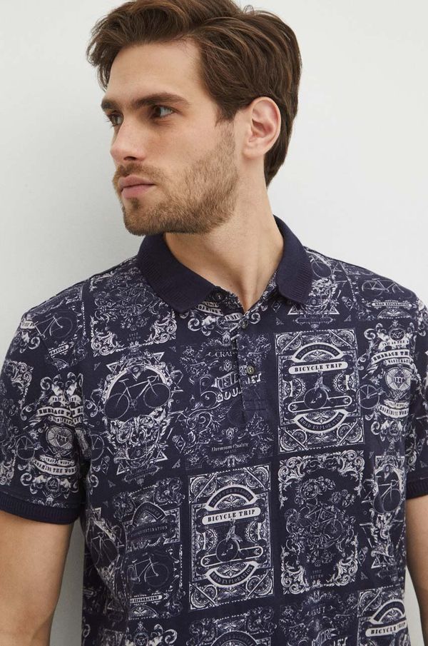 Medicine Pamučna polo majica Medicine za muškarce, boja: tamno plava, s uzorkom
