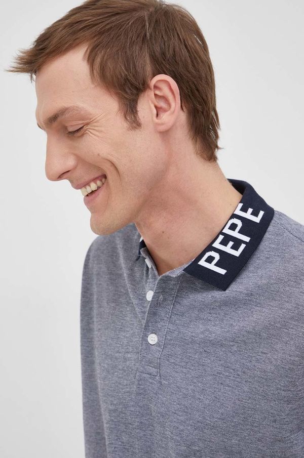 Pepe Jeans Pamučna polo majica Pepe Jeans Fabrice D boja: tamno plava, s uzorkom