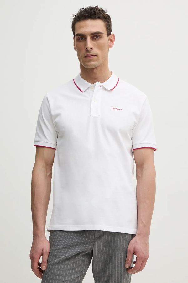 Pepe Jeans Pamučna polo majica Pepe Jeans Hans boja: bijela, bez uzorka