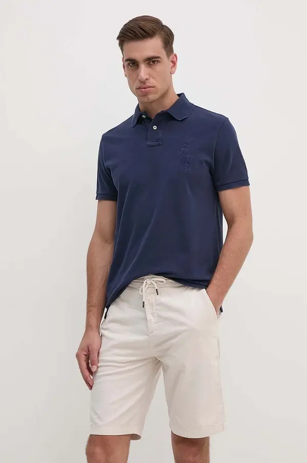 Ralph Lauren Pamučna polo majica Polo Ralph Lauren boja: tamno plava, bez uzorka, 710938137