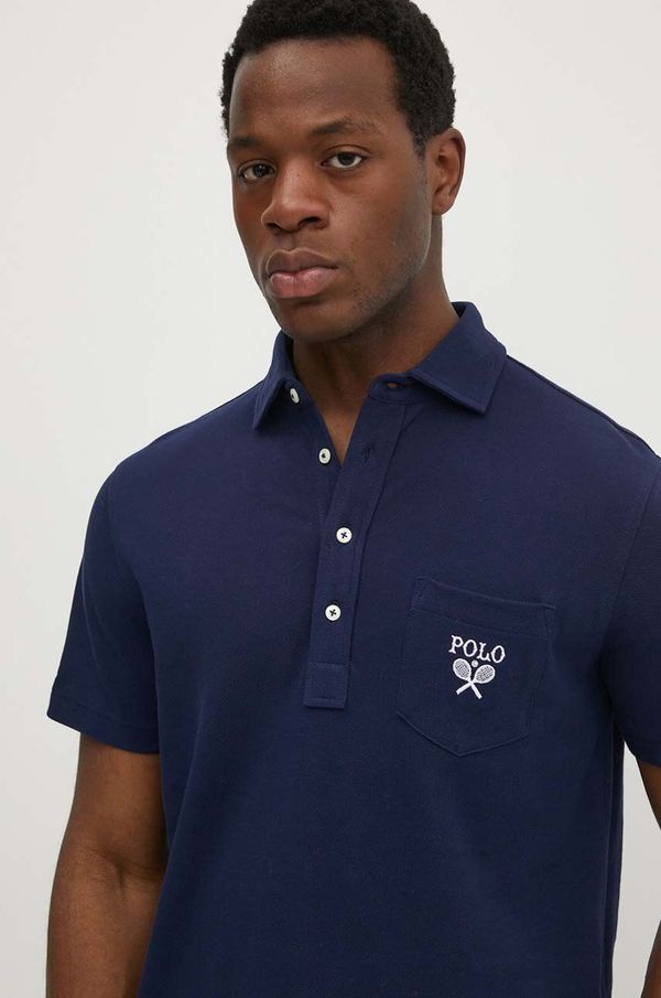 Polo Ralph Lauren Pamučna polo majica Polo Ralph Lauren boja: tamno plava, s aplikacijom, 710952180