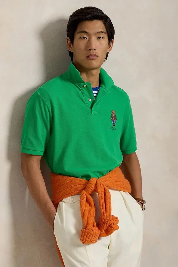 Ralph Lauren Pamučna polo majica Polo Ralph Lauren boja: zelena, bez uzorka, 710854495