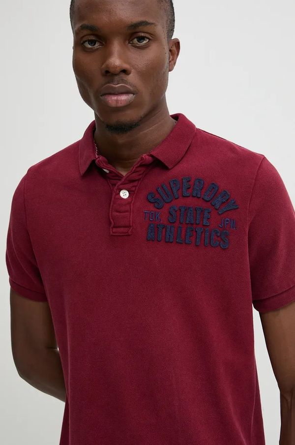 Superdry Pamučna polo majica Superdry boja: bordo, s aplikacijom, M1110396A-TYP
