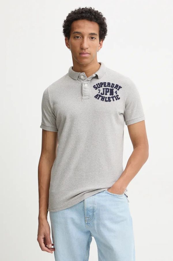Superdry Pamučna polo majica Superdry boja: siva, s aplikacijom, M1110396A-41Q