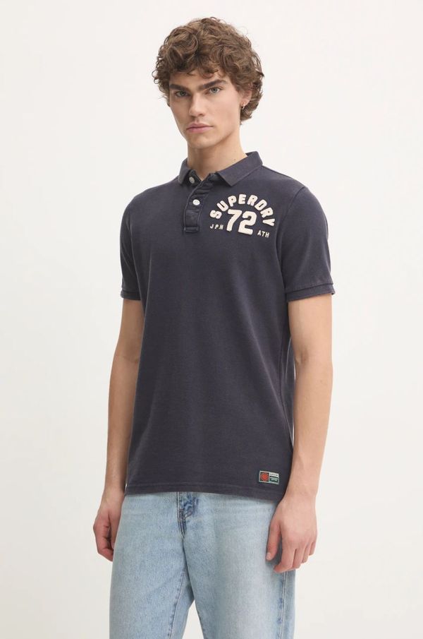 Superdry Pamučna polo majica Superdry boja: tamno plava, s aplikacijom, M1110396A-98T