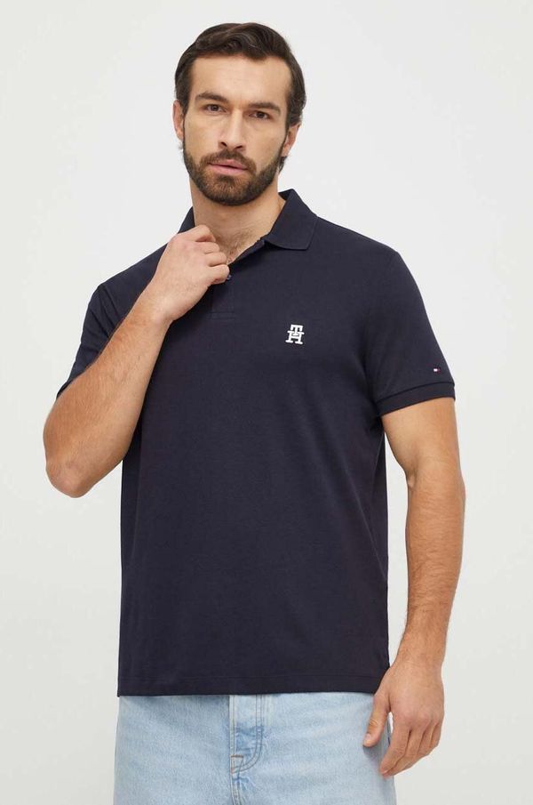 Tommy Hilfiger Pamučna polo majica Tommy Hilfiger boja: tamno plava, bez uzorka
