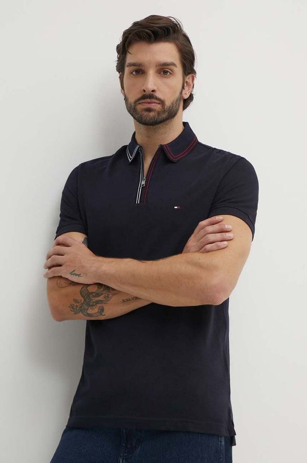 Tommy Hilfiger Pamučna polo majica Tommy Hilfiger boja: tamno plava, bez uzorka, MW0MW35594