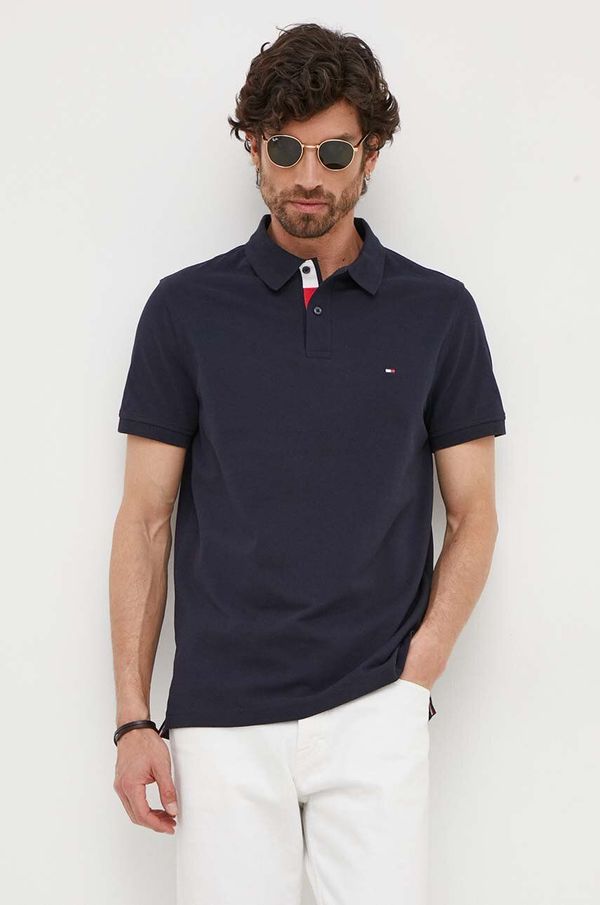 Tommy Hilfiger Pamučna polo majica Tommy Hilfiger boja: tamno plava, glatki model