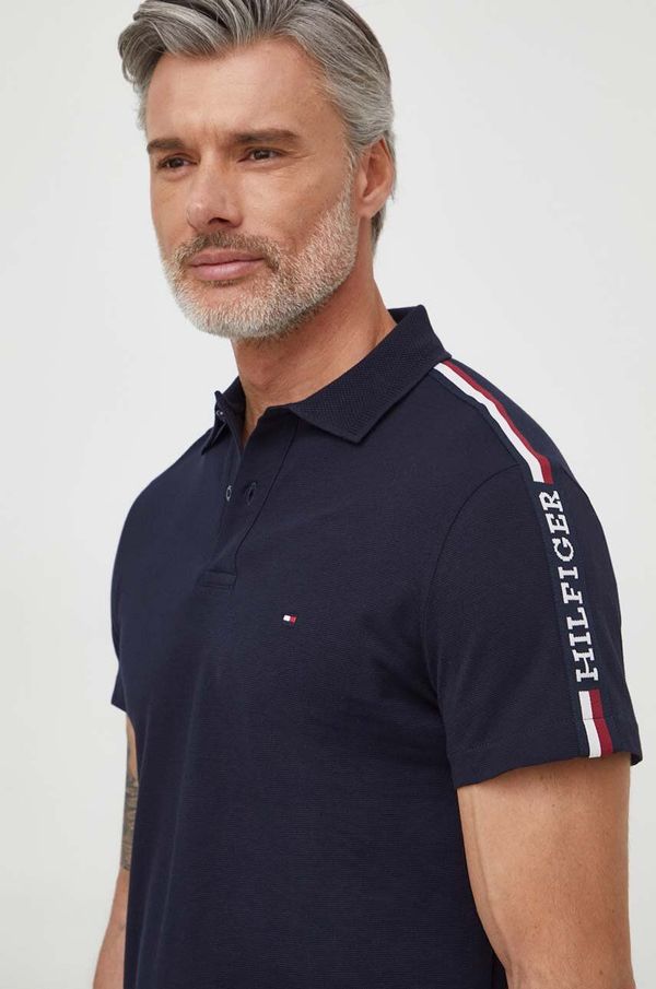 Tommy Hilfiger Pamučna polo majica Tommy Hilfiger boja: tamno plava, s aplikacijom