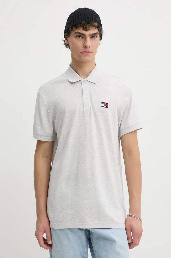 Tommy Jeans Pamučna polo majica Tommy Jeans boja: siva, melanž, DM0DM19622