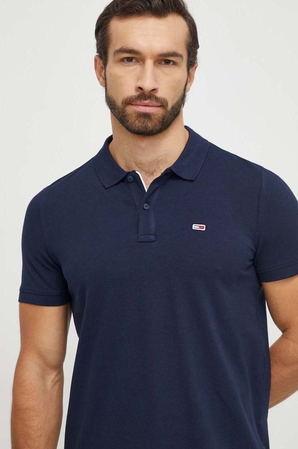 Tommy Jeans Pamučna polo majica Tommy Jeans boja: tamno plava, bez uzorka