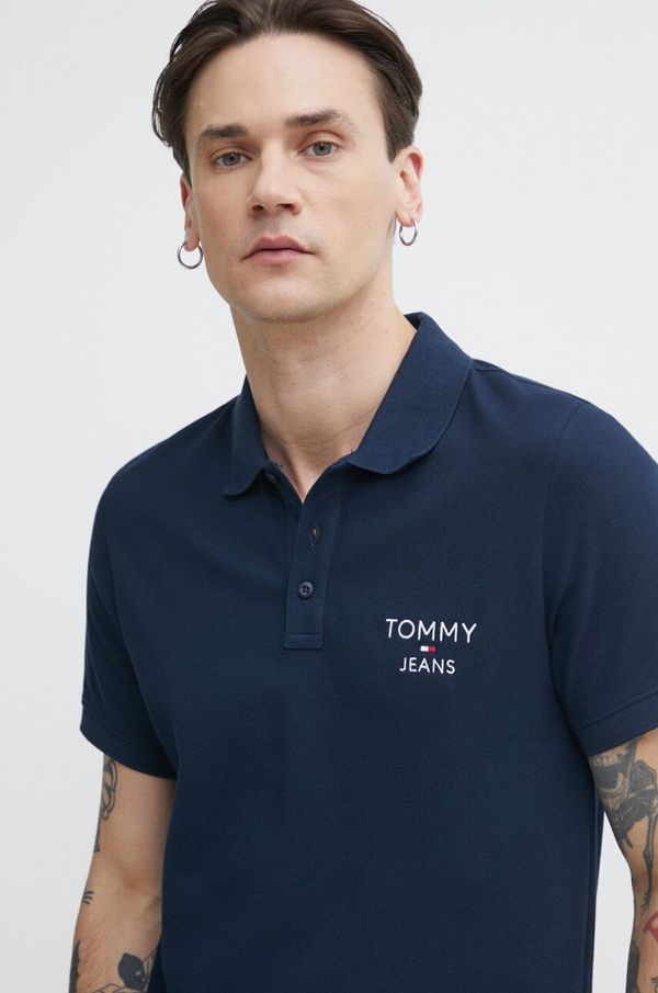 Tommy Jeans Pamučna polo majica Tommy Jeans boja: tamno plava, s aplikacijom, DM0DM18927