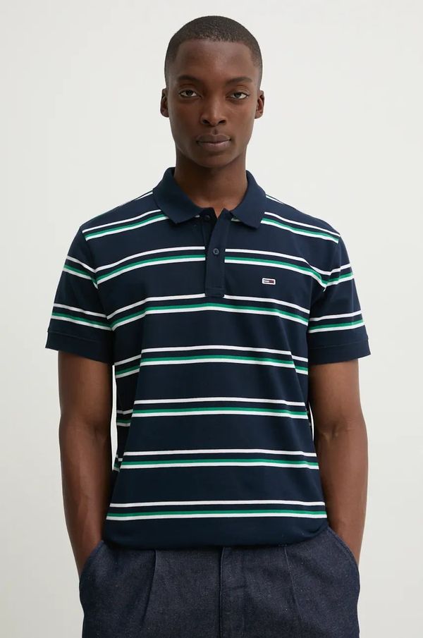 Tommy Jeans Pamučna polo majica Tommy Jeans boja: tamno plava, s uzorkom, DM0DM19502