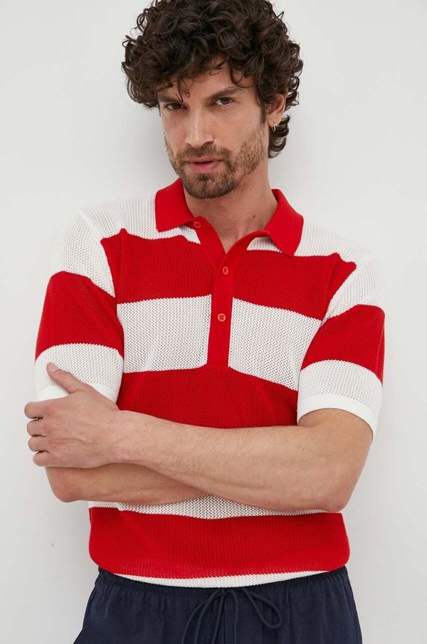 United Colors of Benetton Pamučna polo majica United Colors of Benetton boja: crvena, s uzorkom