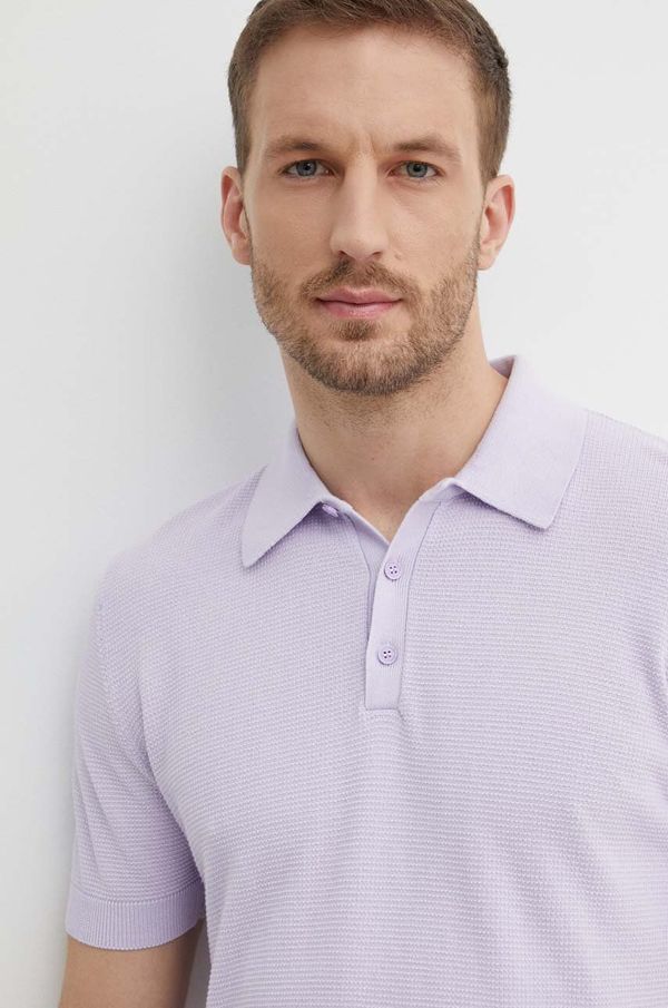 United Colors of Benetton Pamučna polo majica United Colors of Benetton boja: ljubičasta, bez uzorka