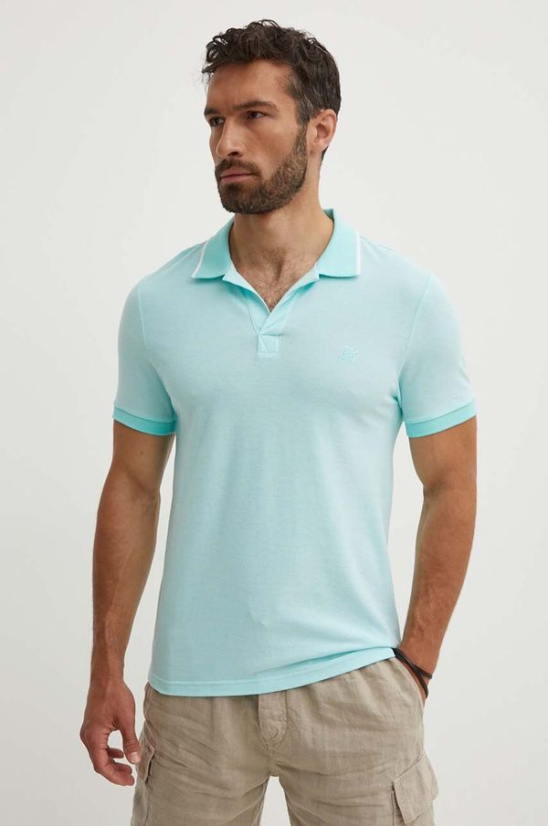 Vilebrequin Pamučna polo majica Vilebrequin PALATIN boja: tirkizna, bez uzorka, PLTAN300