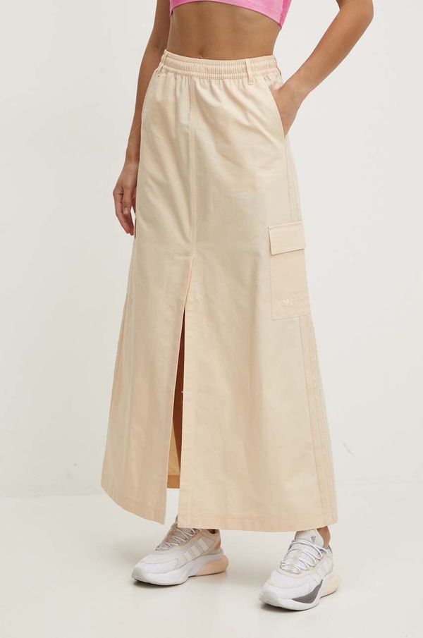 adidas Originals Pamučna suknja adidas Originals boja: bež, maxi, širi se prema dolje, IU2677