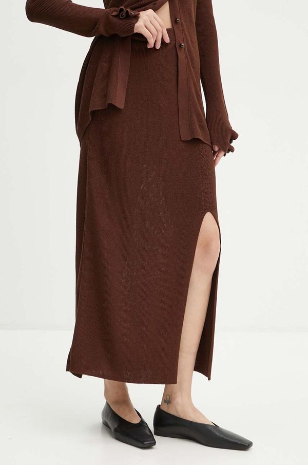 Aeron Pamučna suknja AERON boja: smeđa, maxi, ravna, PFSK226515