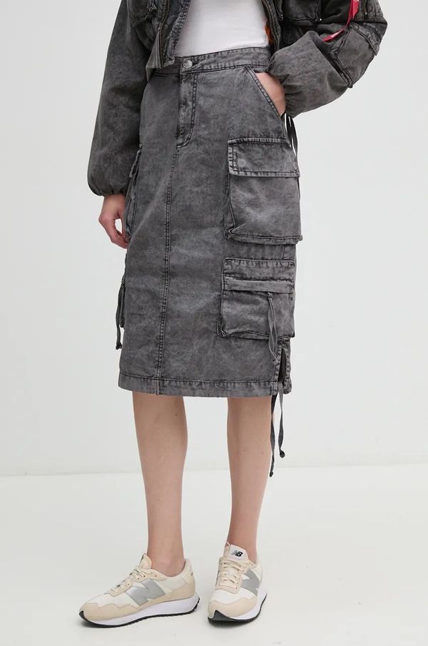 Alpha Industries Pamučna suknja Alpha Industries boja: siva, midi, ravna, 148068