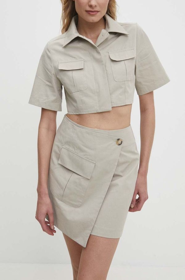 Answear Lab Pamučna suknja Answear Lab boja: bež, mini, ravna