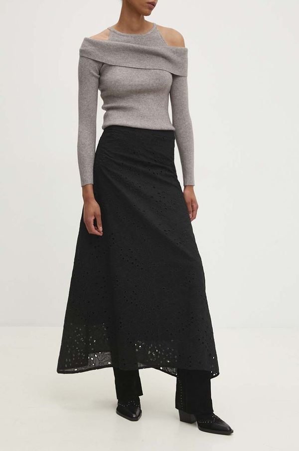 Answear Lab Pamučna suknja Answear Lab boja: crna, maxi, širi se prema dolje