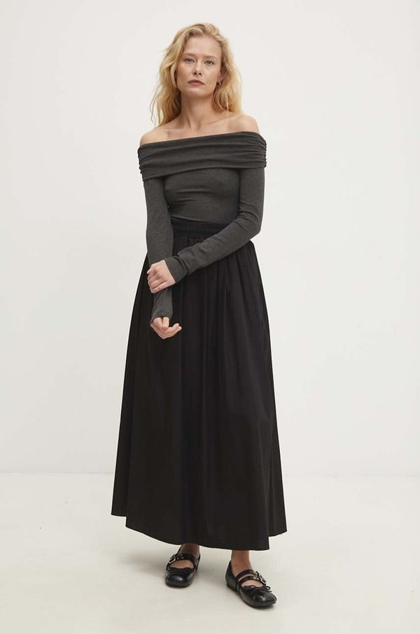 Answear Lab Pamučna suknja Answear Lab boja: crna, maxi, širi se prema dolje