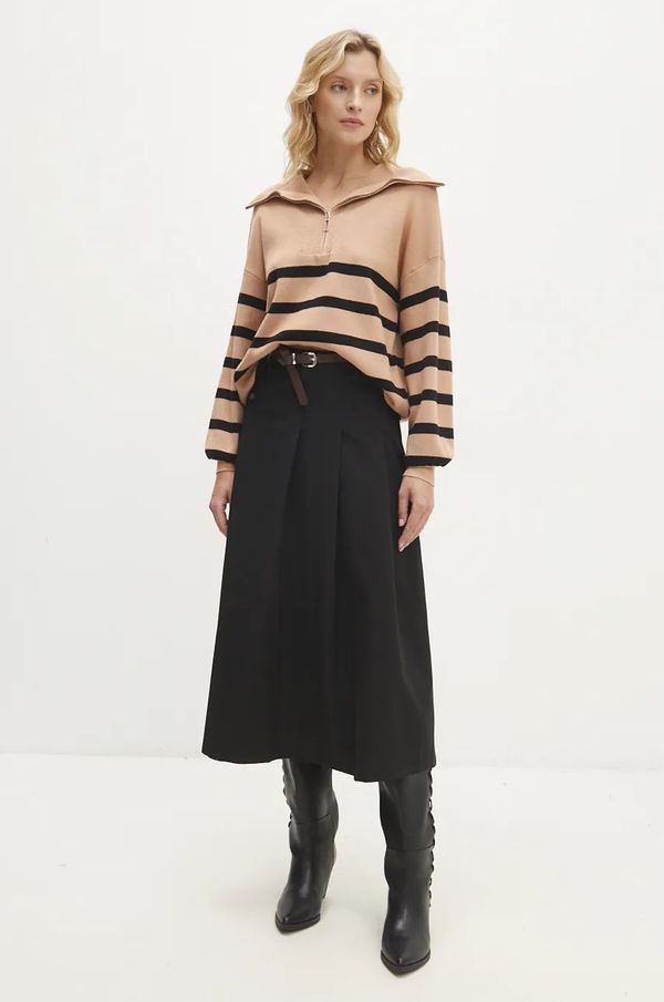 Answear Lab Pamučna suknja Answear Lab boja: crna, midi, širi se prema dolje