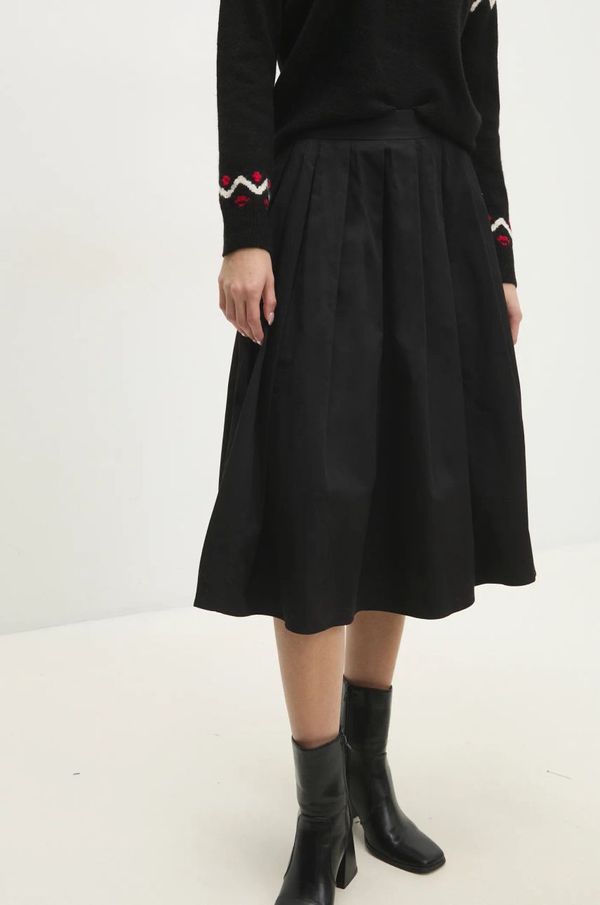 Answear Lab Pamučna suknja Answear Lab boja: crna, midi, širi se prema dolje